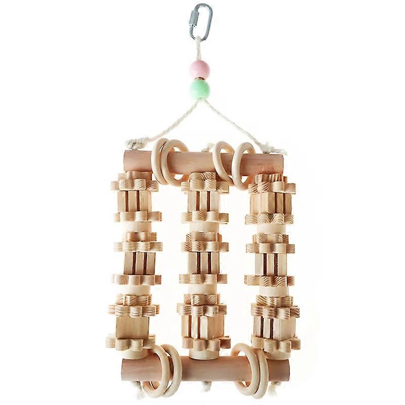 Bird Parrot Toy Natural Wooden Chewing Bite Toy Hanging Proof Bird Cage Toy Cage Swing Climb Chew T