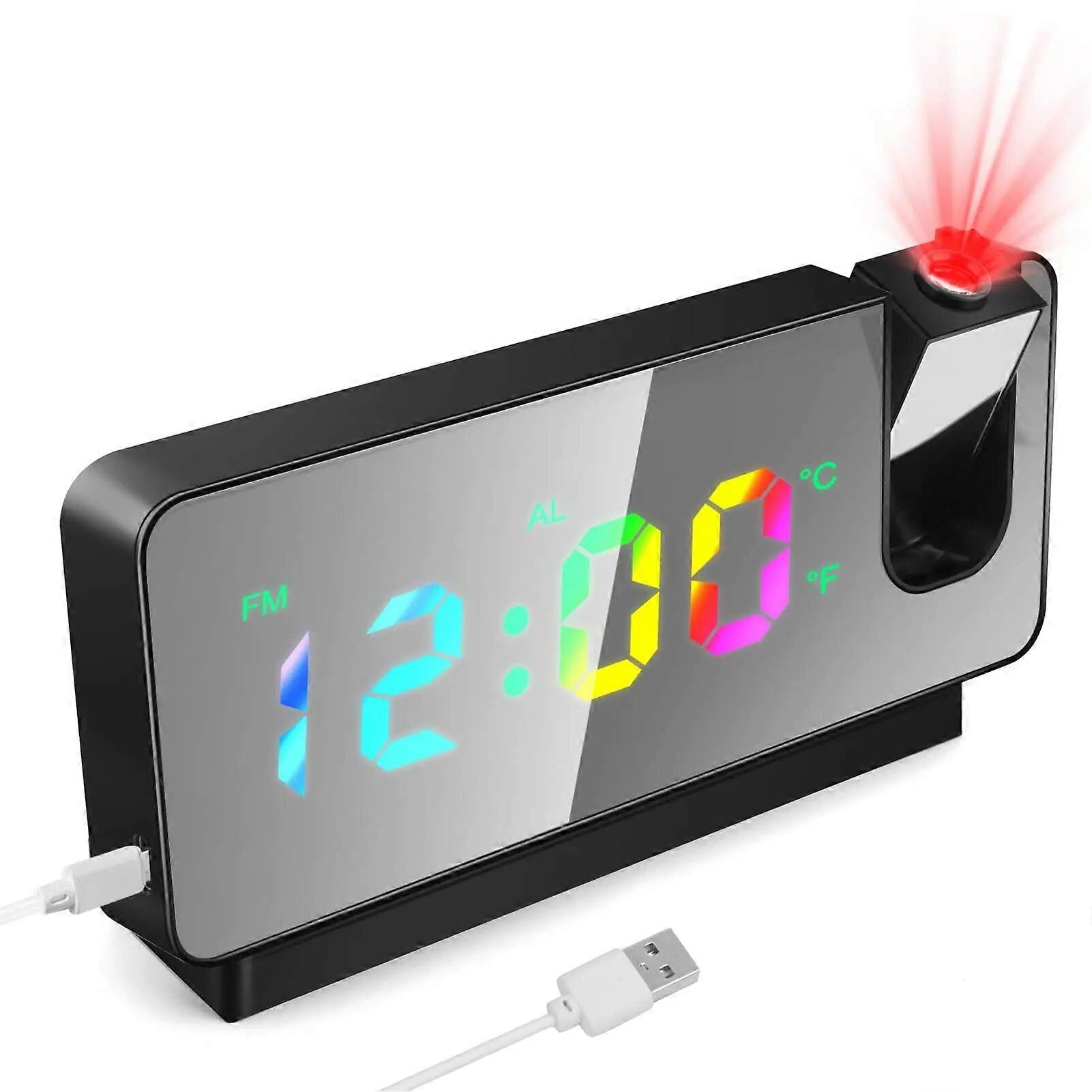 LED-Digitalprojektions-Wecker-Mute 180-Rotations-Deckenprojektor-Wecker für Schlafzimmer-Nachttisch-Desktop