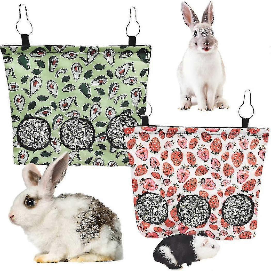 2 stycken höfoderpåse för kaniner, höfoderpåse för små djur, höfoderpåse för marsvin, höfoder för chinchilla, hängande foderpåse för kaninhö, förvaringskrubba för