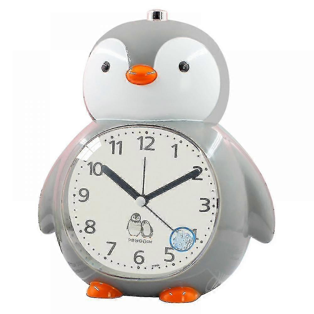 Kinderwecker Niedlicher Pinguin-Wecker mit Nachtlicht Nickerchen-Wecker Kindergeschenk-Wecker -hellgrau
