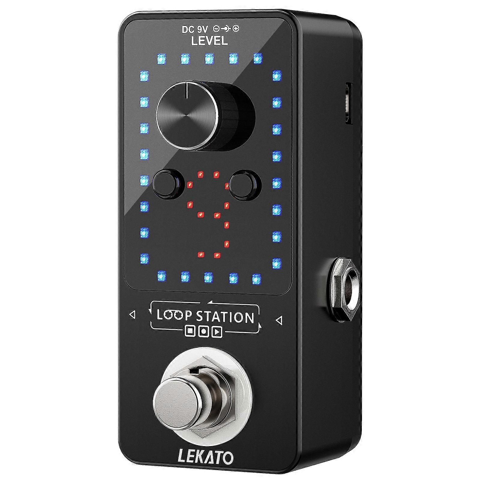 LEKATO Looper Pedal Gitar Catatan Loop 40 Menit Loop Efek Gitar Listrik Pedal True Bypass 9 Slot Perulangan Gelombang F/S Bagian Gitar
