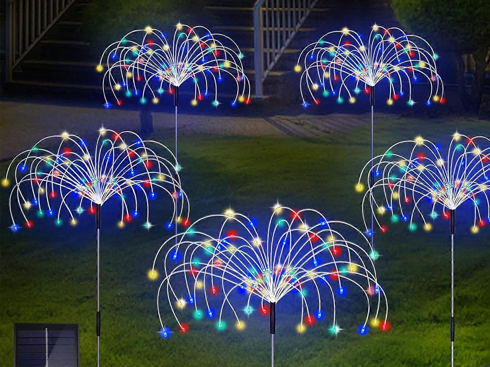 5-in-1 Solar Firework Light Water-resistant Outdoor Stake Light-Multicolor Light