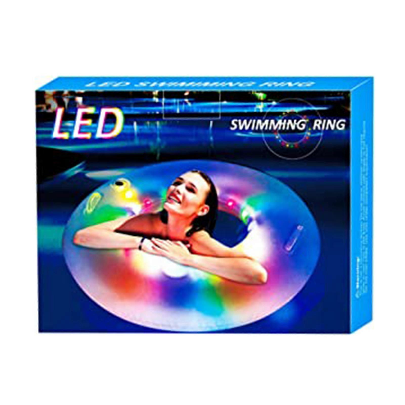 Glittering Pool Float Swim Ring Children/Adults LED Luminous Swim Ring for Outdoor Activity Pool Party