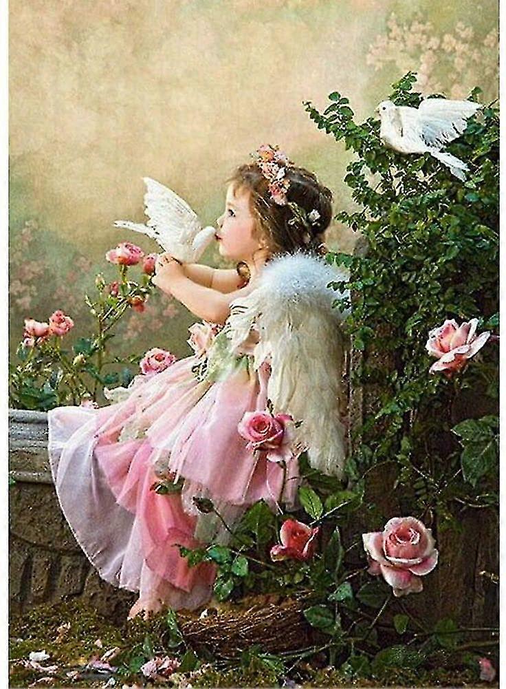 مجموعات الرسم الماسي للبالغين ، 5D دي الماس مجموعات مع جولة كاملة الحفر ديكور كبير للطفل ملاك المنزل مع الزهور