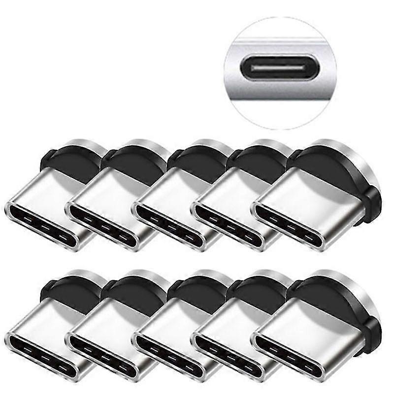 10pc / sett rund magnetisk kabelplugg 8 pin type-c plugger hurtiglading telefon magnetlader plugg
