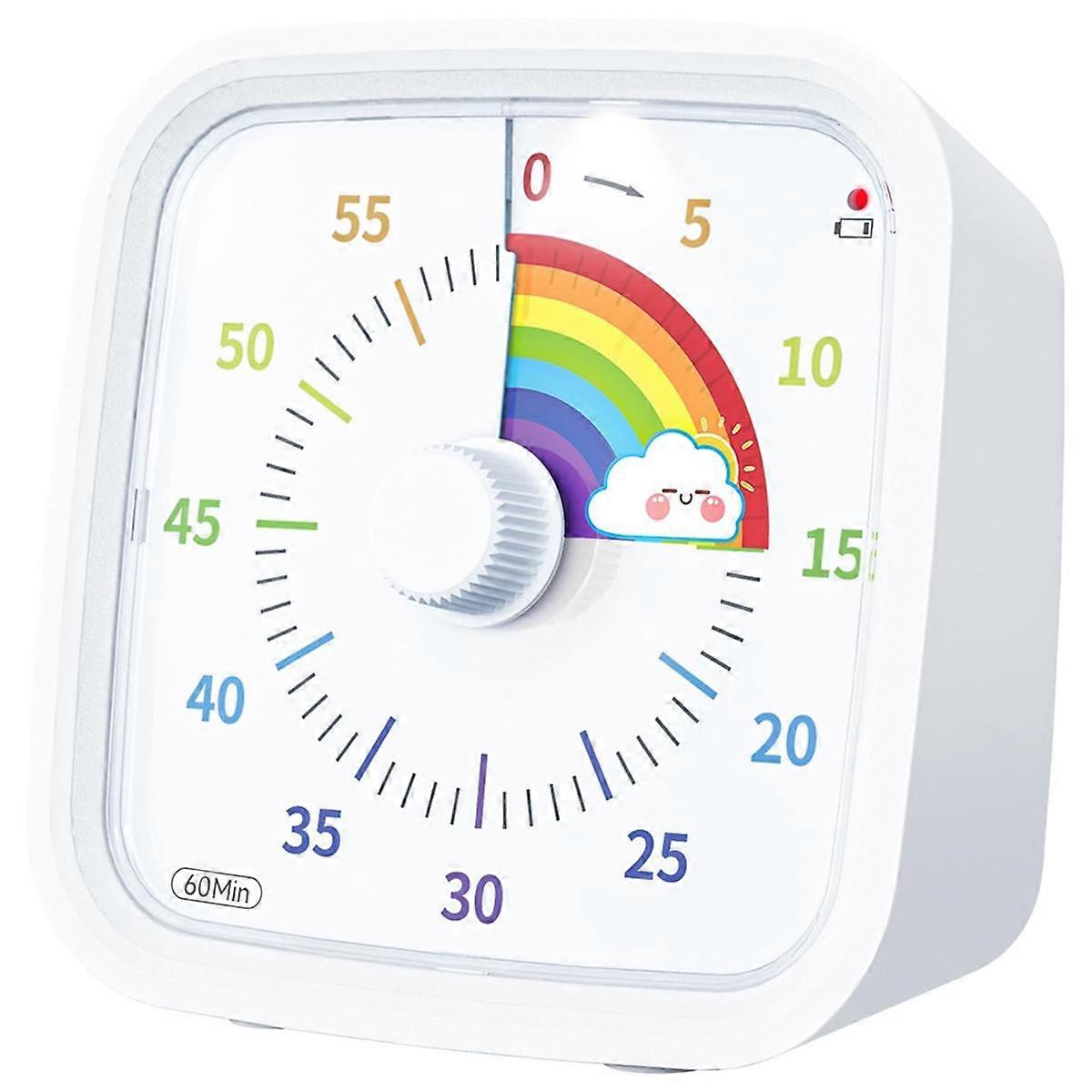 60 Minute Visual with Protective Case, Rainbow Disk , Silent Countdown Time Management Tool White