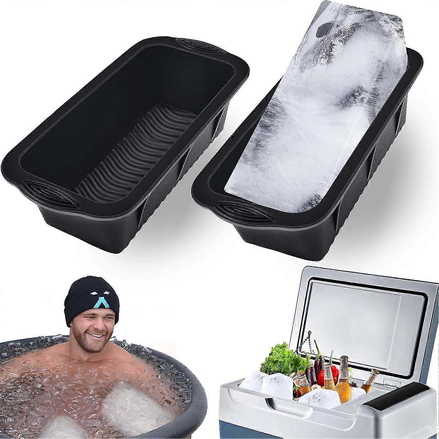2 Pack Extra Large Ice Block Mold -Ice Bricks -Reusable Steel Reinforced Silicone Molds, Big Ice Cube Molds, Ice Bath Chiller, Ice Tray