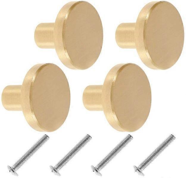 Set of 4 Door Knobs Round Solid Brass Cabinet Knobs Round Vintage Furni