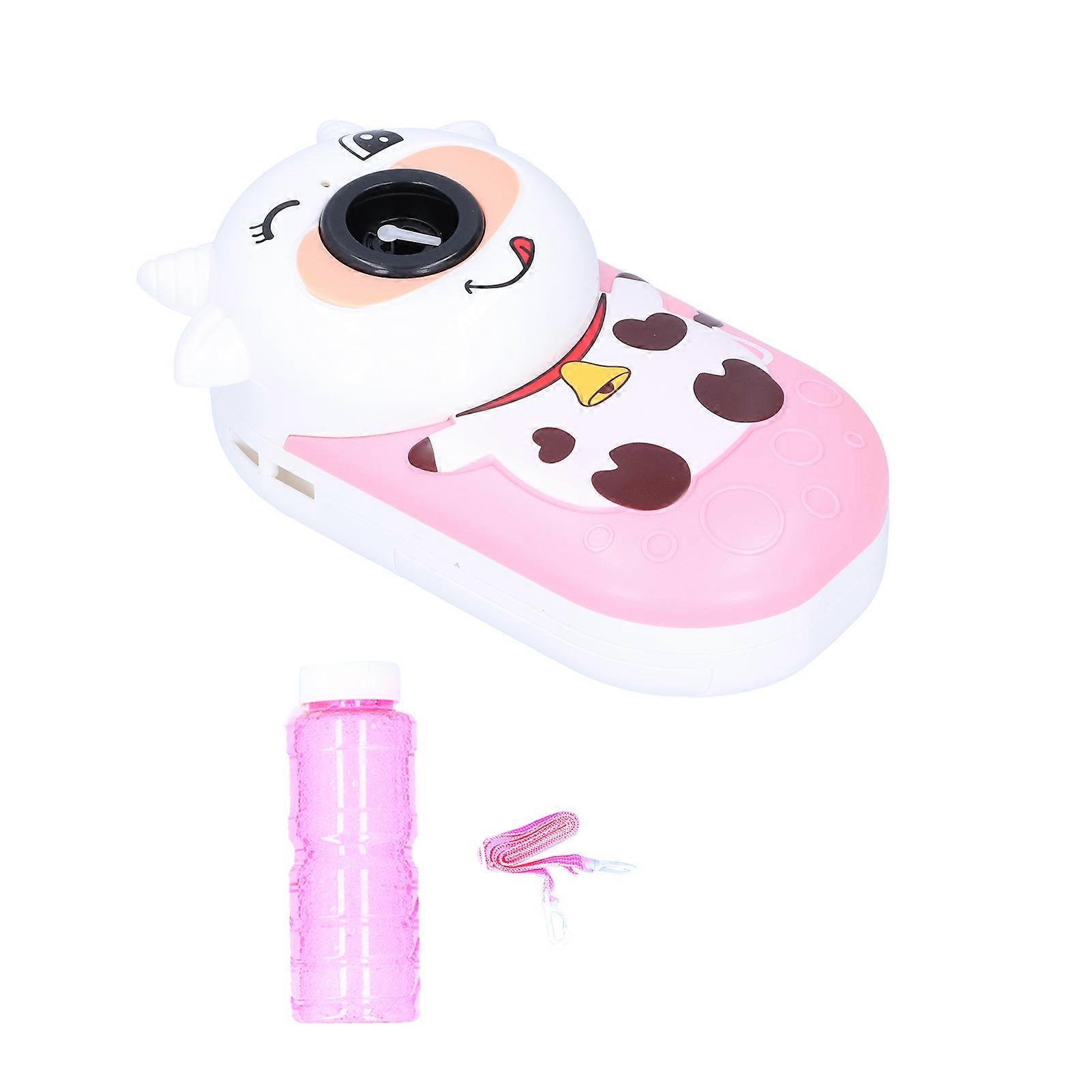 Cartoon Bubble Machine Children Kids Electronic Bubble Blowing Toy with Light MusicPink