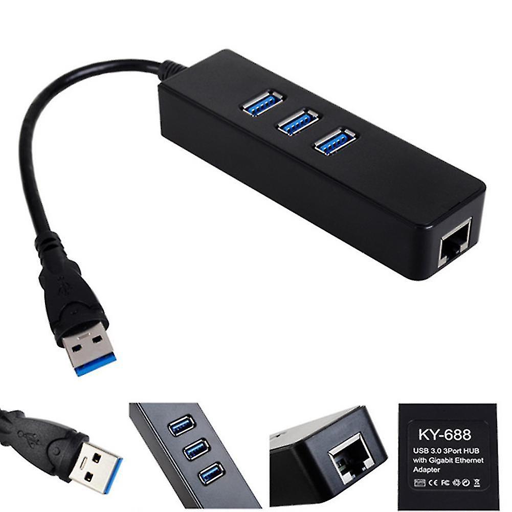 Hubs Switches 3 Ports Usb 3.0 Gigabit Ethernet Lan Rj45 Network Adapter Hub