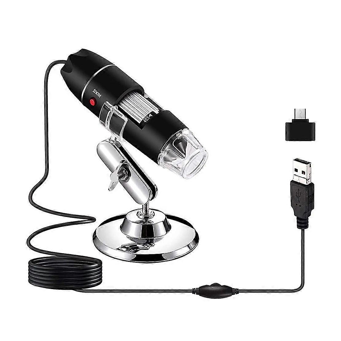 3 In 1 Usb Microscope 1600x Magnification 8 Led Portable Microscope Mini Endoscope With Type-c Conv