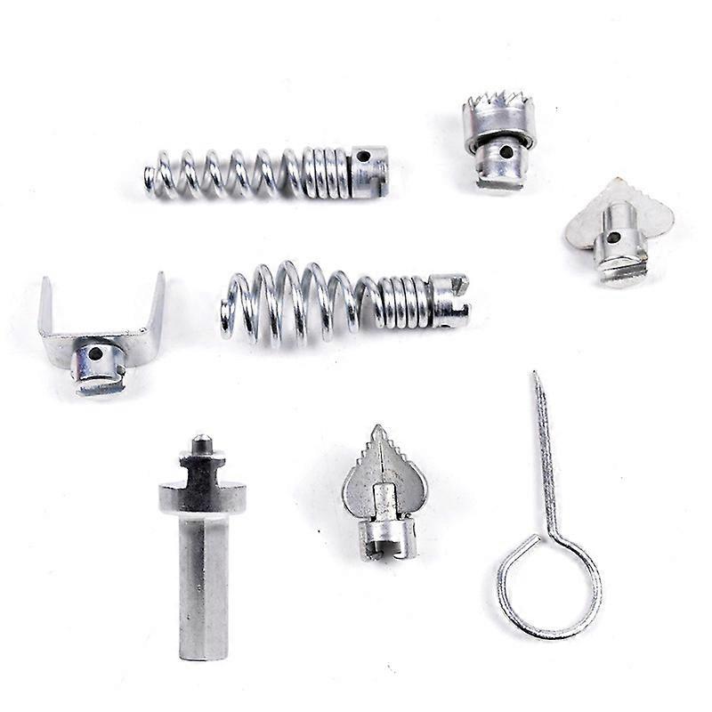 7PCS Drain Cleaner Cutter Head Professional Pipe Dredge Connector Clog Sewer Unblocker Tool