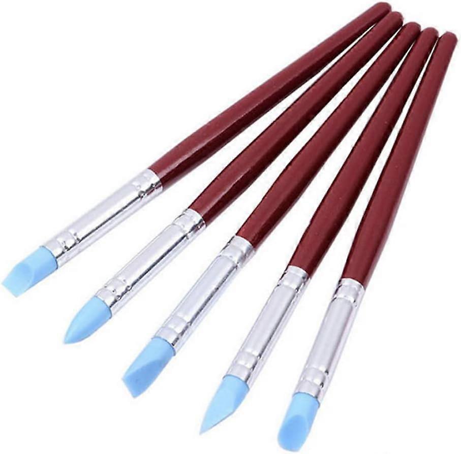 Clay Shaping Modeling Wipe Out Tools Rubber Tip Paint Brushes Shape Pottery Clay Sculpture Carving Tools 5pcs Pottery Clay Paintbrush