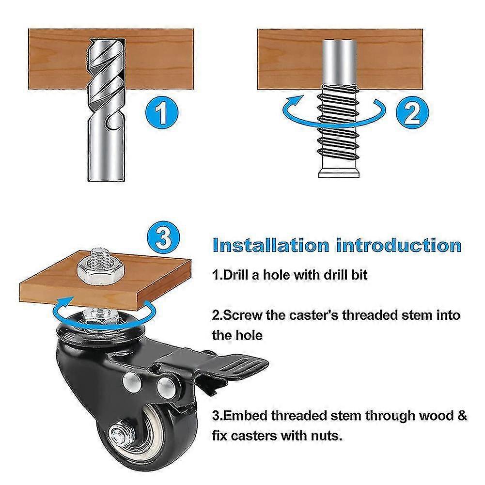 1.5 Inch Casters Set Of 4 With Brake,heavy Caster Wheels With Nuts