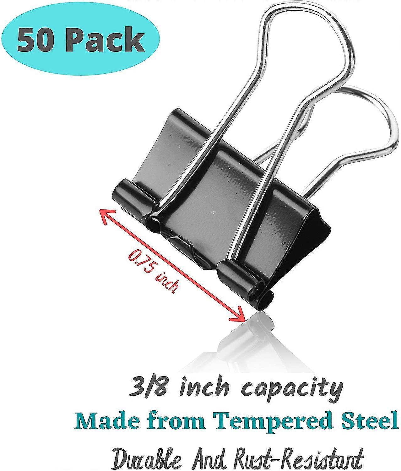 Binder Clips,small Binder Clips,50 Pack, 0.75 Inch, Black, Small Clips