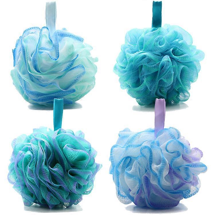 Set of 4 Shower Sponges, Extra Large Bath Flowers, Soft Bath Shower Sponge, Mesh Shower Loofah Balls for Easy Foaming Body Scrubber Exfoliate (Multico