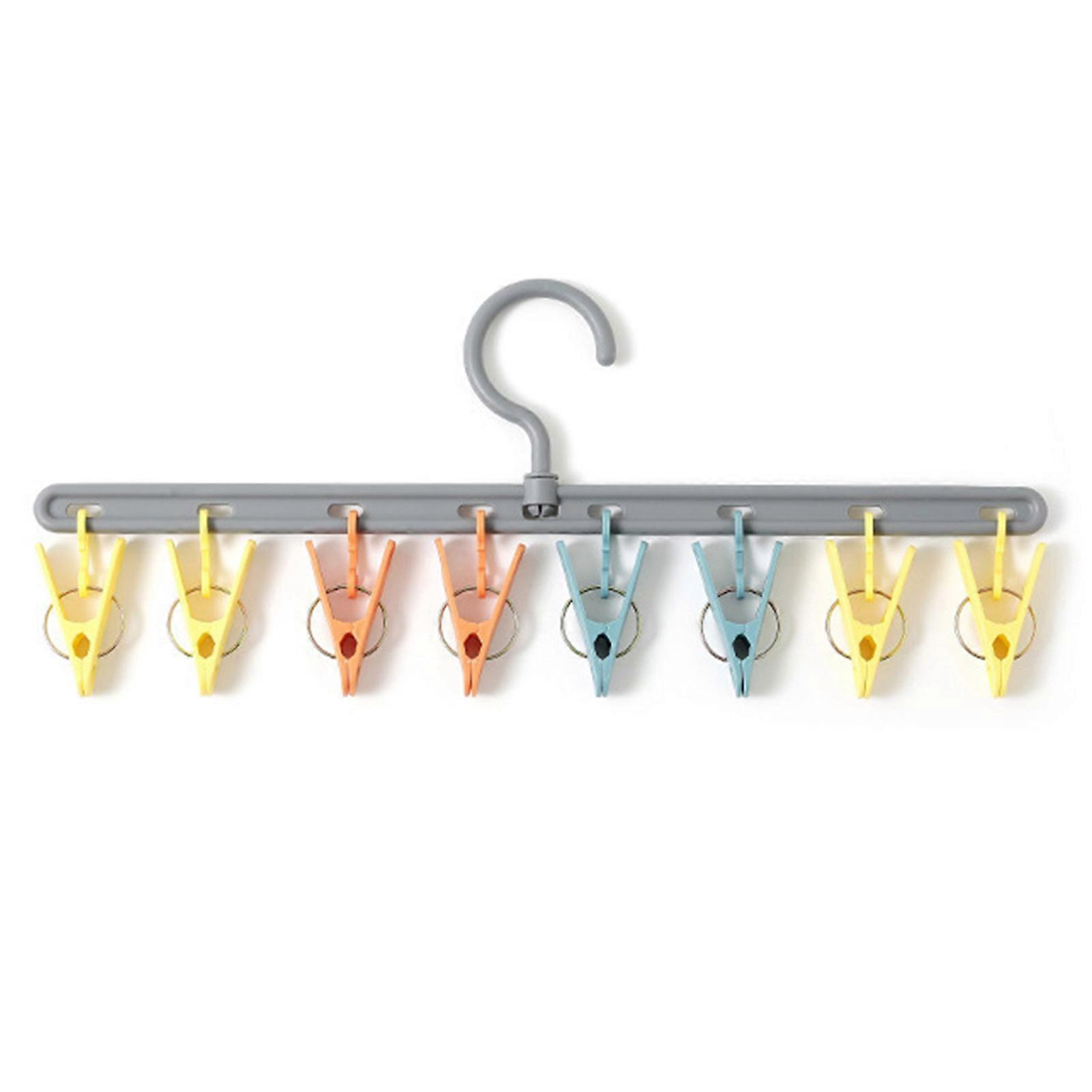 Coat Hanger with 8 Clips 360 Degree Rotation Great Load Bearing Underpants Towel Clothes Drying Holder Clip Sock Clip Hanger Wardrobe Cap Organizer