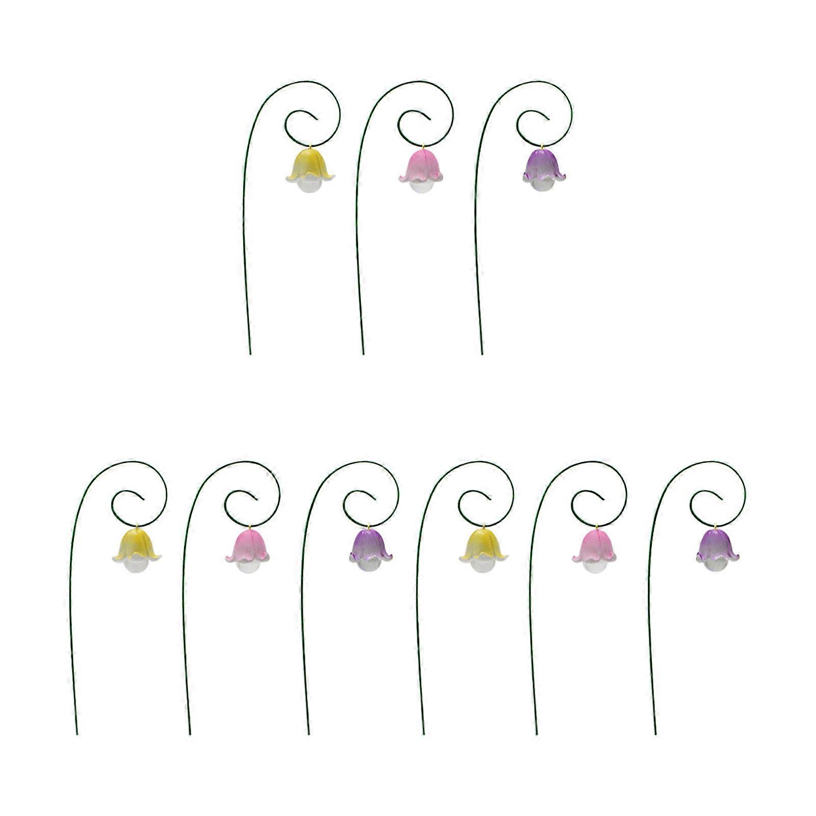 9Pcs Garden Stake Lily of The Valley Fairy Garden Stake Set Resin Flower Stake for Outdoor Decoration