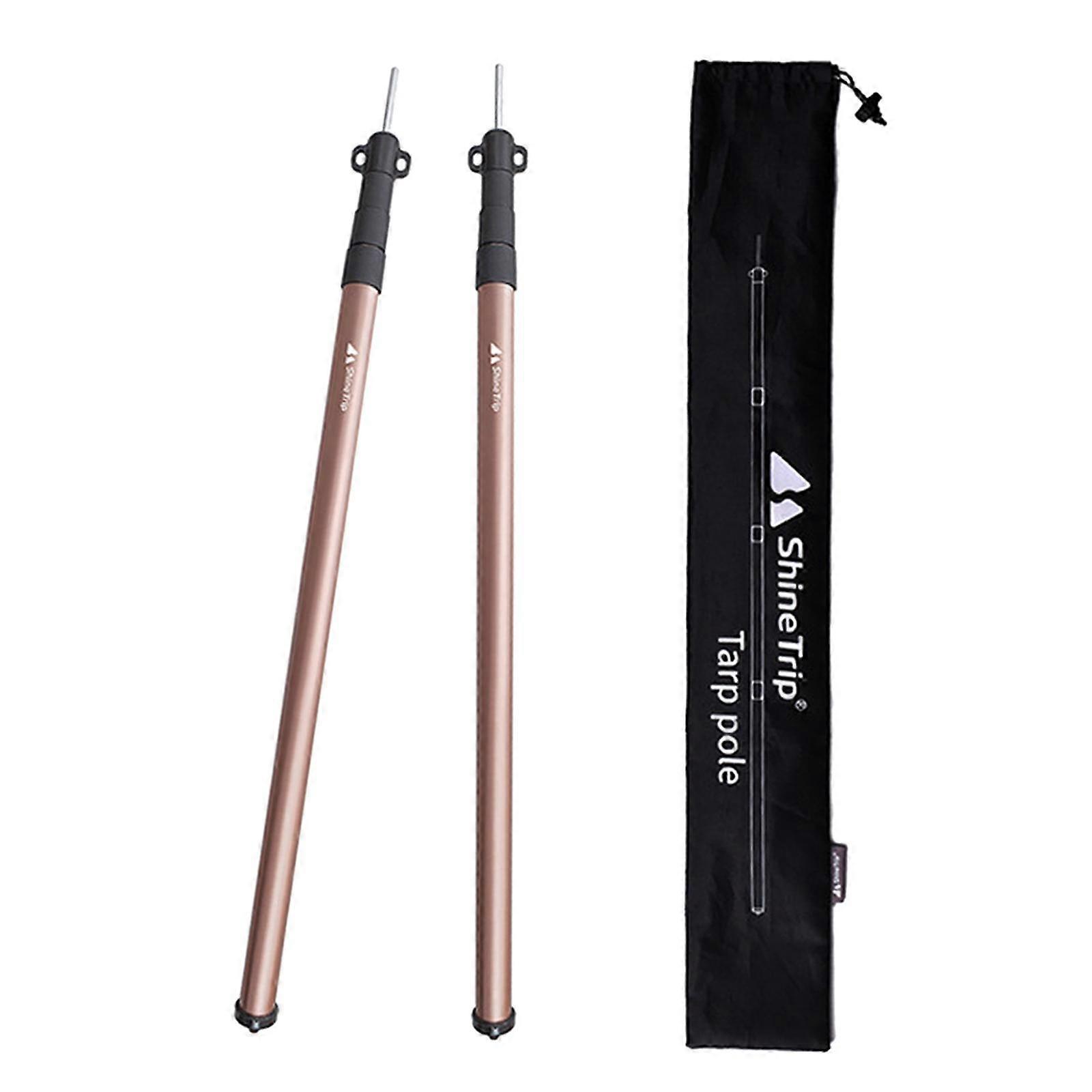 2Pcs Solid Telescoping Tarp Pole Aluminum Alloy 4-Section Tent Rod Black