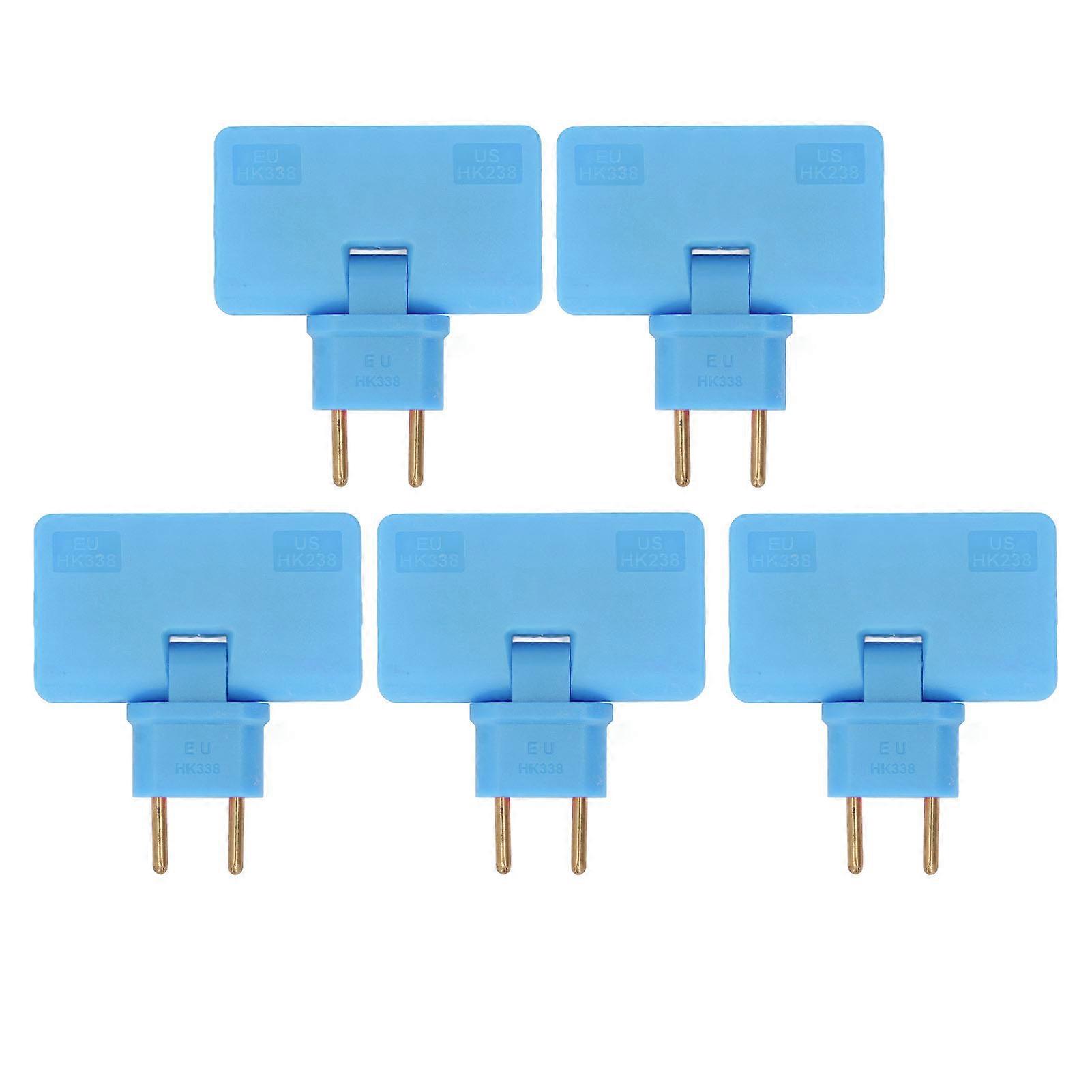 5Pcs EU Socket Converter Cordless 180 Degree Extension 1 to 3 EU Plug Adapter 110?250V Blue