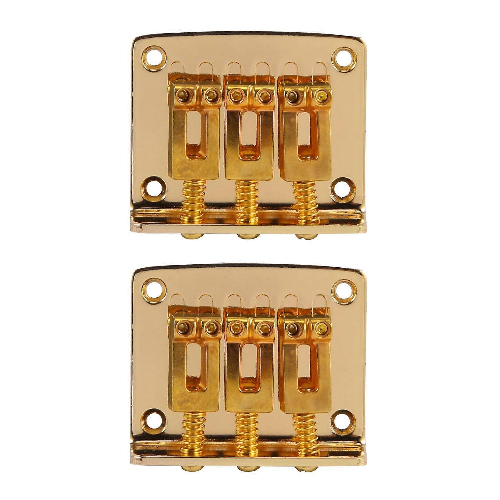 2X Cigar Box Guitar Parts: 3-String Gold Top Loading Hard-Tail Adjustable Bridge Gold Color