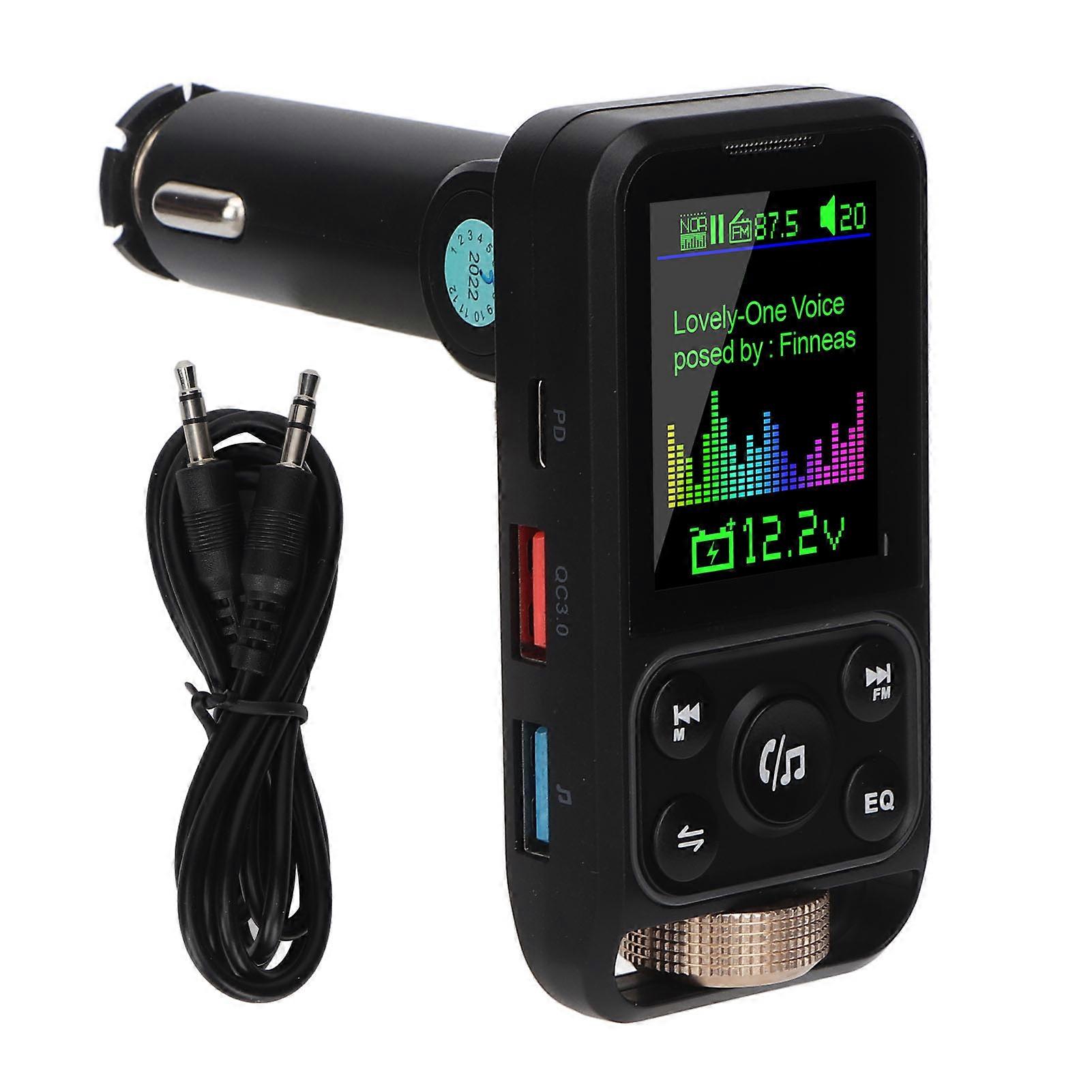 Bluetooth FM Transmitter 12V?24V Hands Free Calling Bluetooth Car Charger Adapter Support PD30W QC18W Fast Charging Type 1