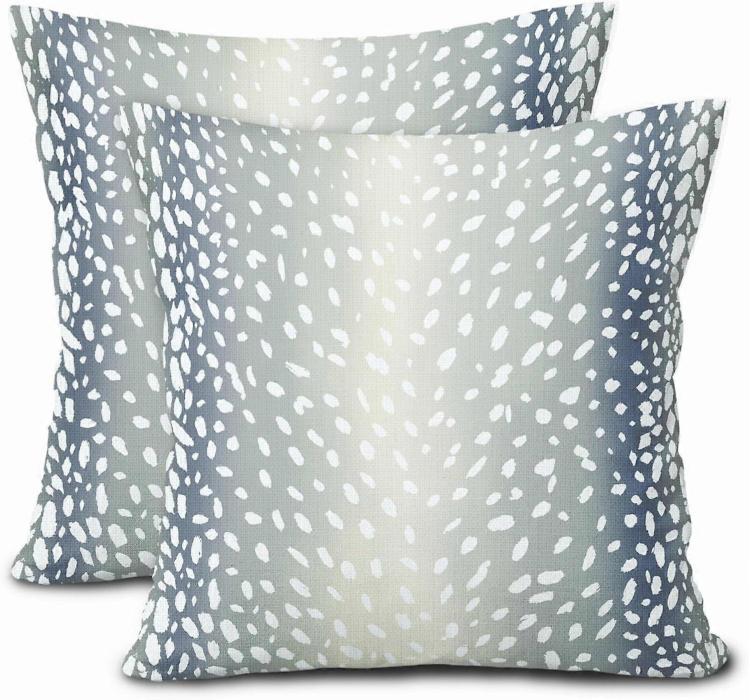 アンテロープ枕カバー18X18インチブルーグレーフェイク鹿鹿アニマルプリント装飾的な正方形の枕カバーモダンニュートラルコットンリネンスロー枕セットo