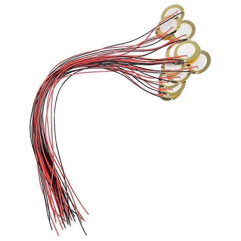 15 stk. 27 mm piezo-skiver med ledninger, mikrofon-trommetrigger, akustisk pickup for akustisk gitar