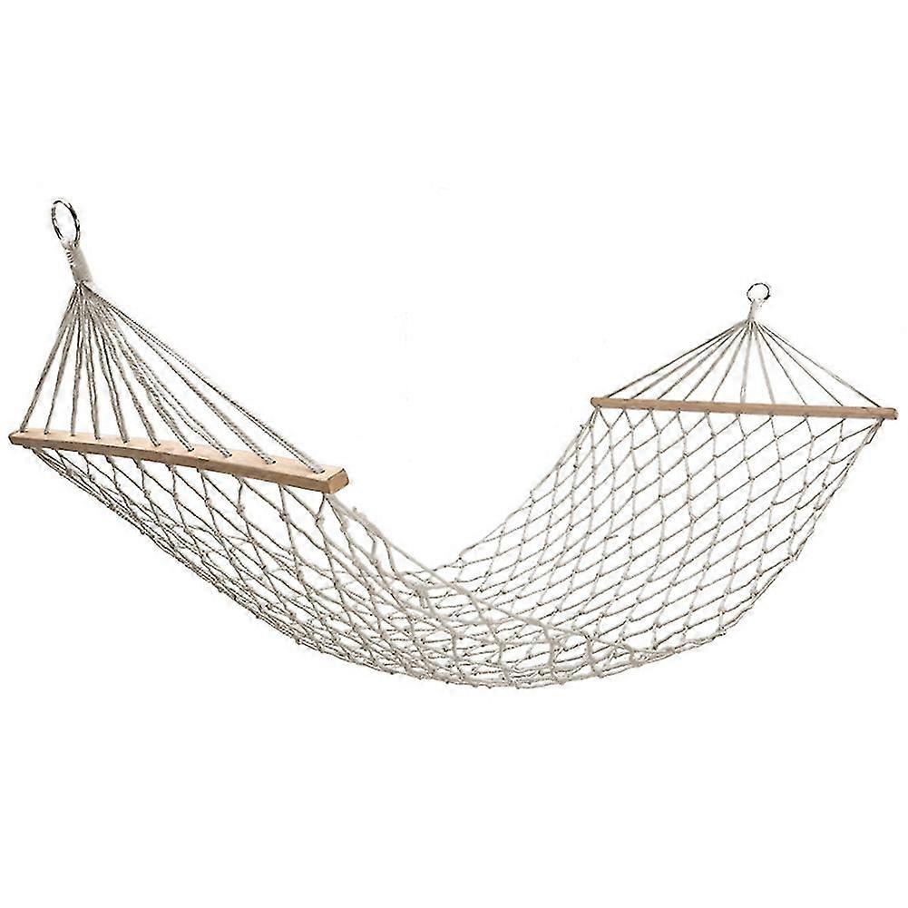 Reinforced Wooden Bar Hammock Outdoor Hammock Indoor Cotton and Linen Mesh Swing Single Double Hammock