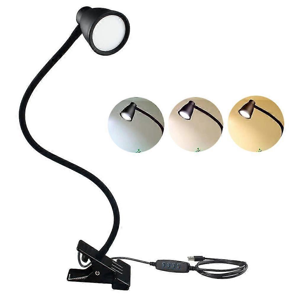 LED読書ライトクリップライト3色モードクランプランプ柔軟なデスクベッドサイドテーブルランプ