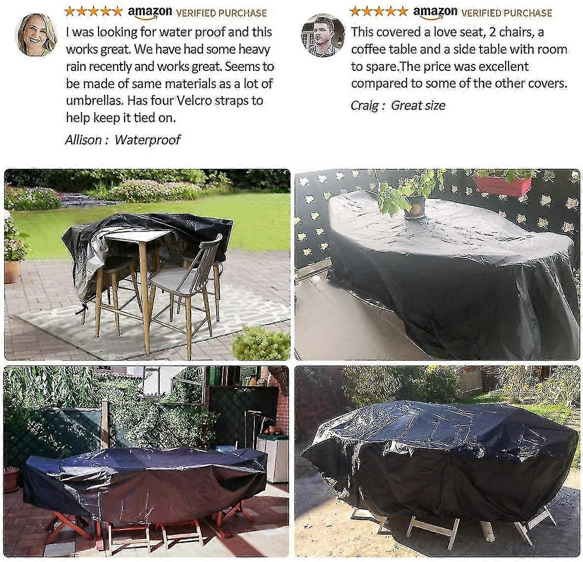 Copertura per mobili Copertura per mobili da giardino impermeabile, Copertura per mobili Copertura da giardino Tavoli, divani, poltrone reclinabili, sedie, nero