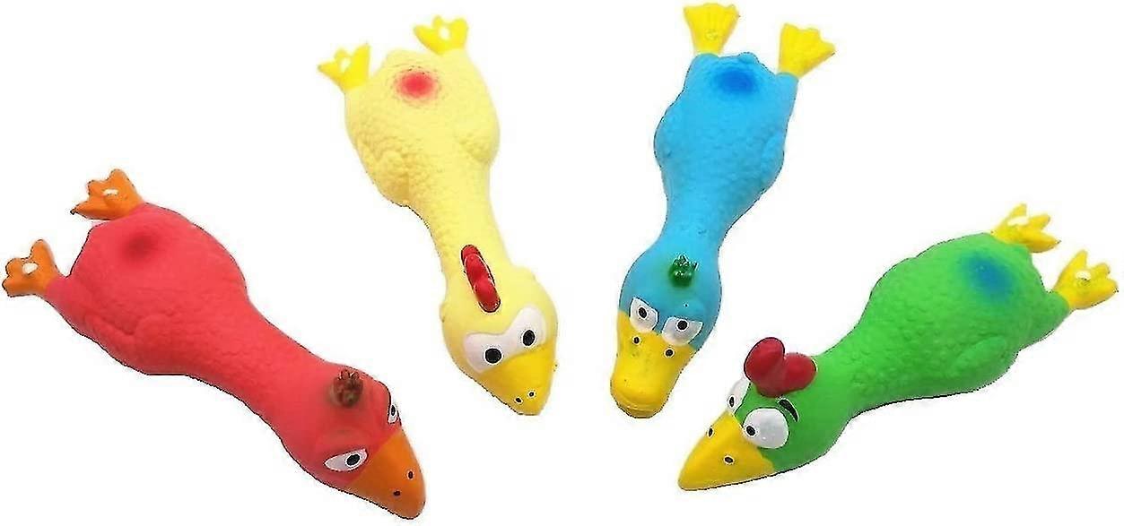 4pcs Safe Latex Dog Squeaky Toys, 6.6 « Long Soft Chew Molar Dog Small Screaming Rubber Chicken Toys, pour chiot Petit