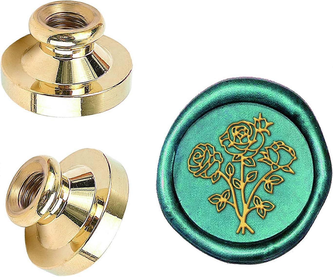 Wax Seal Stamp Head 0.98" Three Roses Pattern Removable Brass Sealing Wax Stamp Head Personality for Decoration of Invitation Cards Envelopes