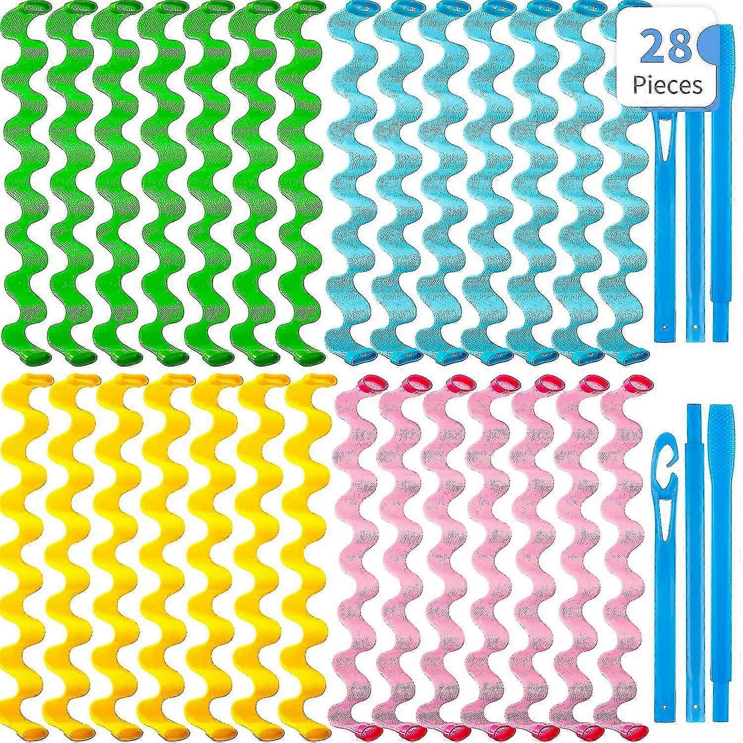 28 db Haj Curlers Spirál Curls Nincs Heat Wave Hair Curlers Styling Kit