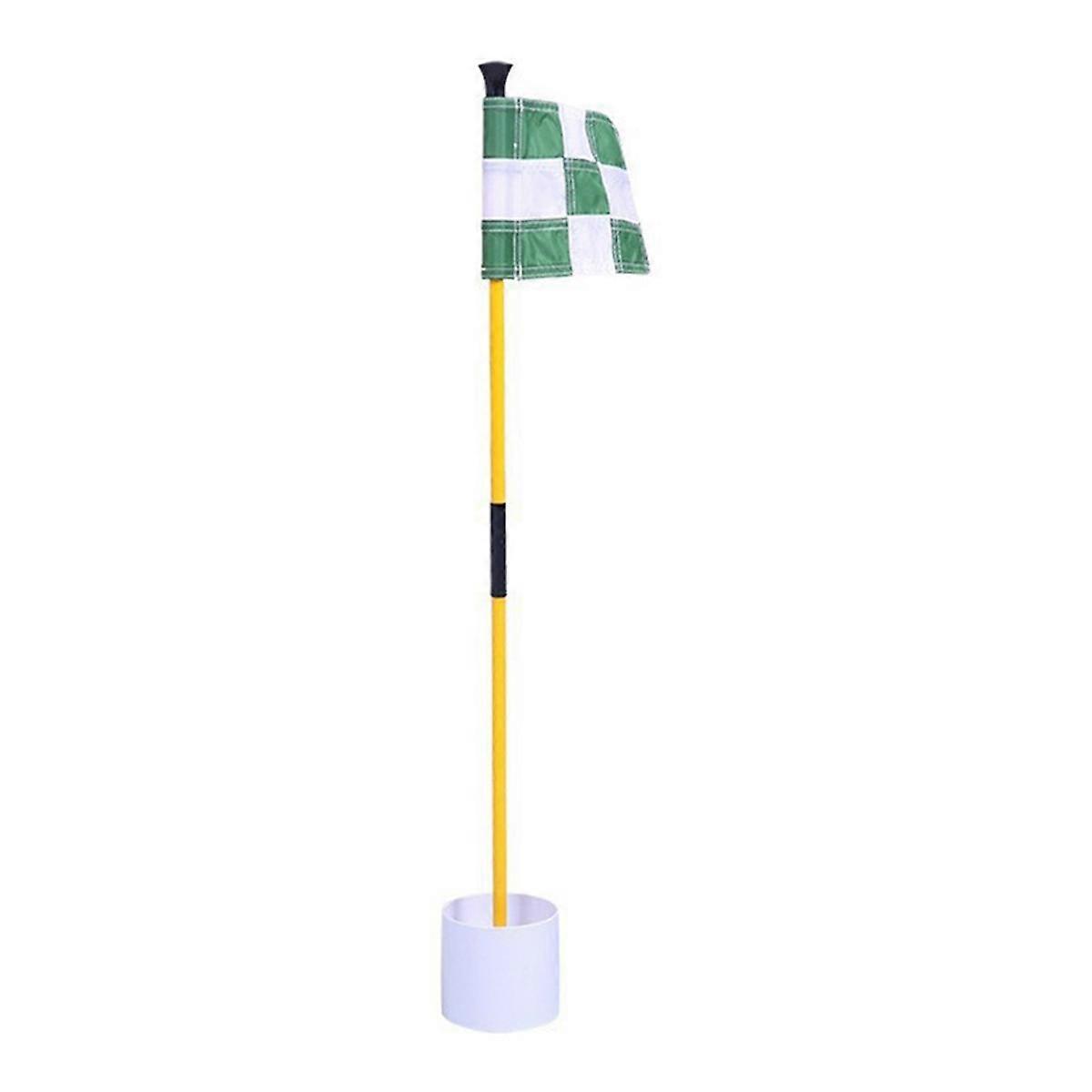 Green and White Golf Green Flag, Colorful Two-Section Checkered Green Target Hole Cup Flagpole, Golf Supplies