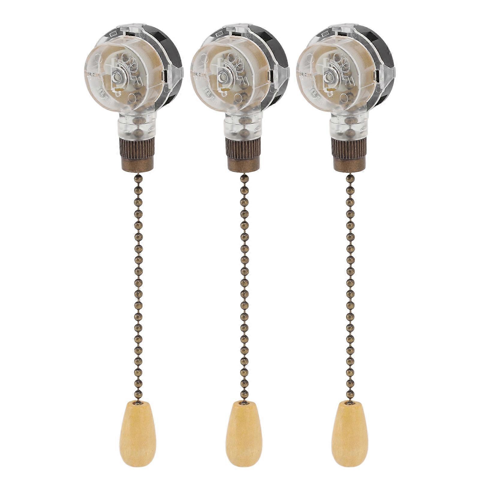 Ceiling Fan Lamp Switch 3Pcs Bronze Pull Chain Replacement 250V 125V Rustproof