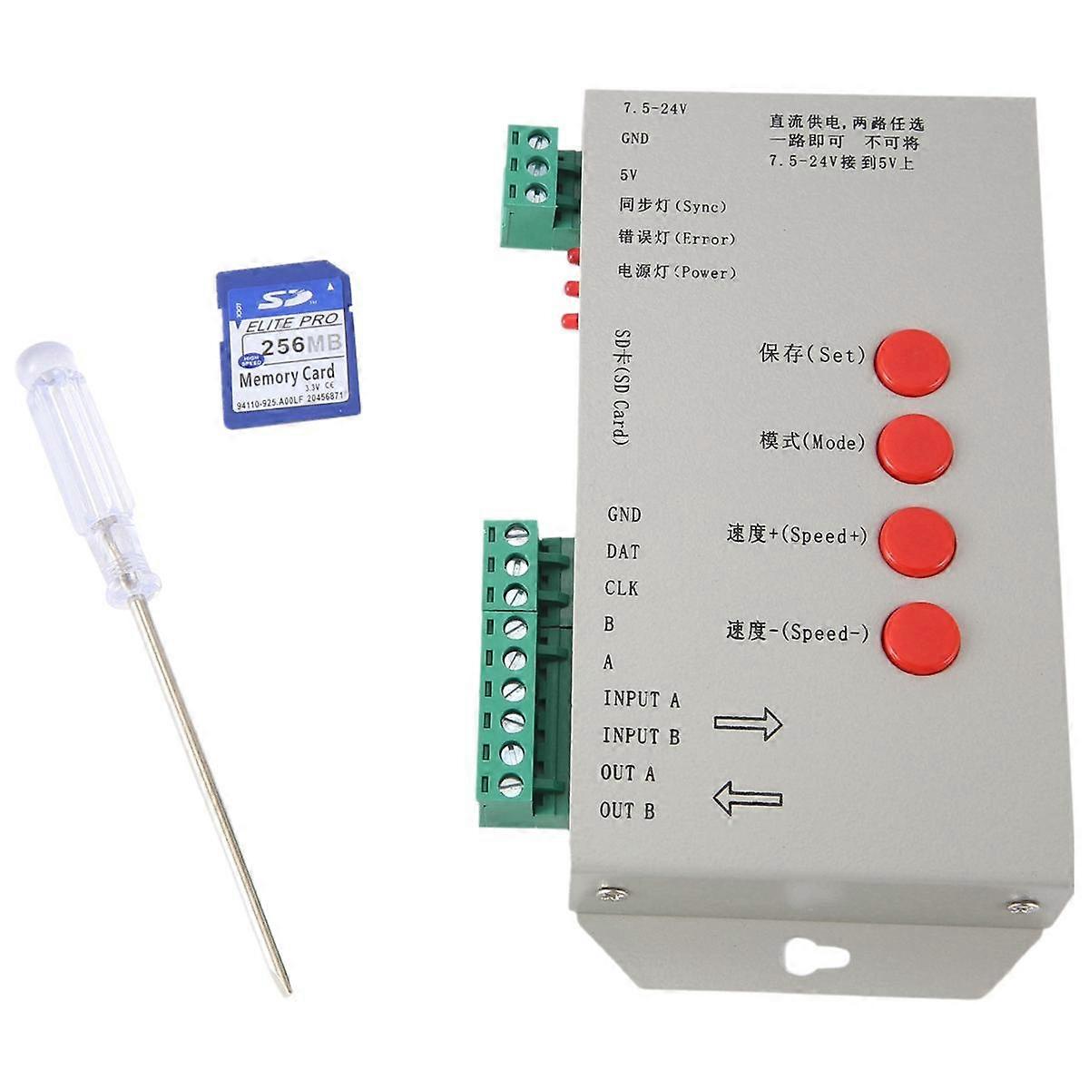 RGB LED Controller T1000S SD Card 2048Pixels Controller for WS2801 WS2811 WS2812B SK6812 LPD6803 LE