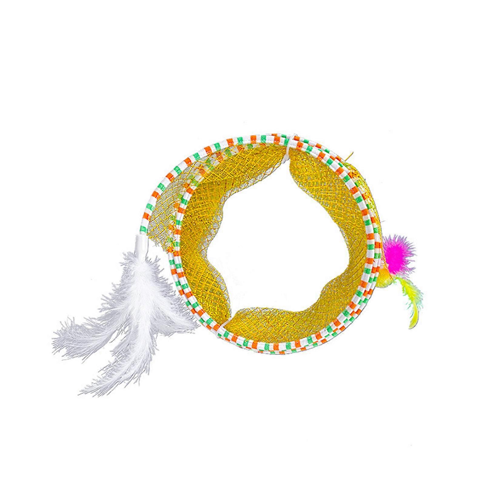 Folded Cat Tunnel Cat Tunnel Tube Collapsible Toy Pet Interactive Toy, S-Type Cat Tunnel Toys, Puppy Kitten Playing Tent, Portable Feather Toy Tent, I