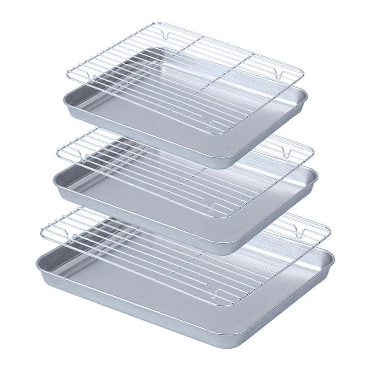 Flat Bottom Drain Tray, Barbecue Tray, Grid Rack, Draining and Preparation Tray, Baking Tray with C