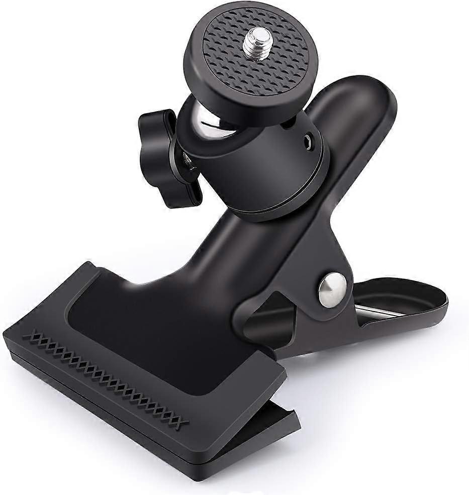 Multi-Function Spring Clamp 1/4" Screw Ball Head, Spring Clamp Mounting Clip for Photo Studio Flash Black Metal with Ball Head