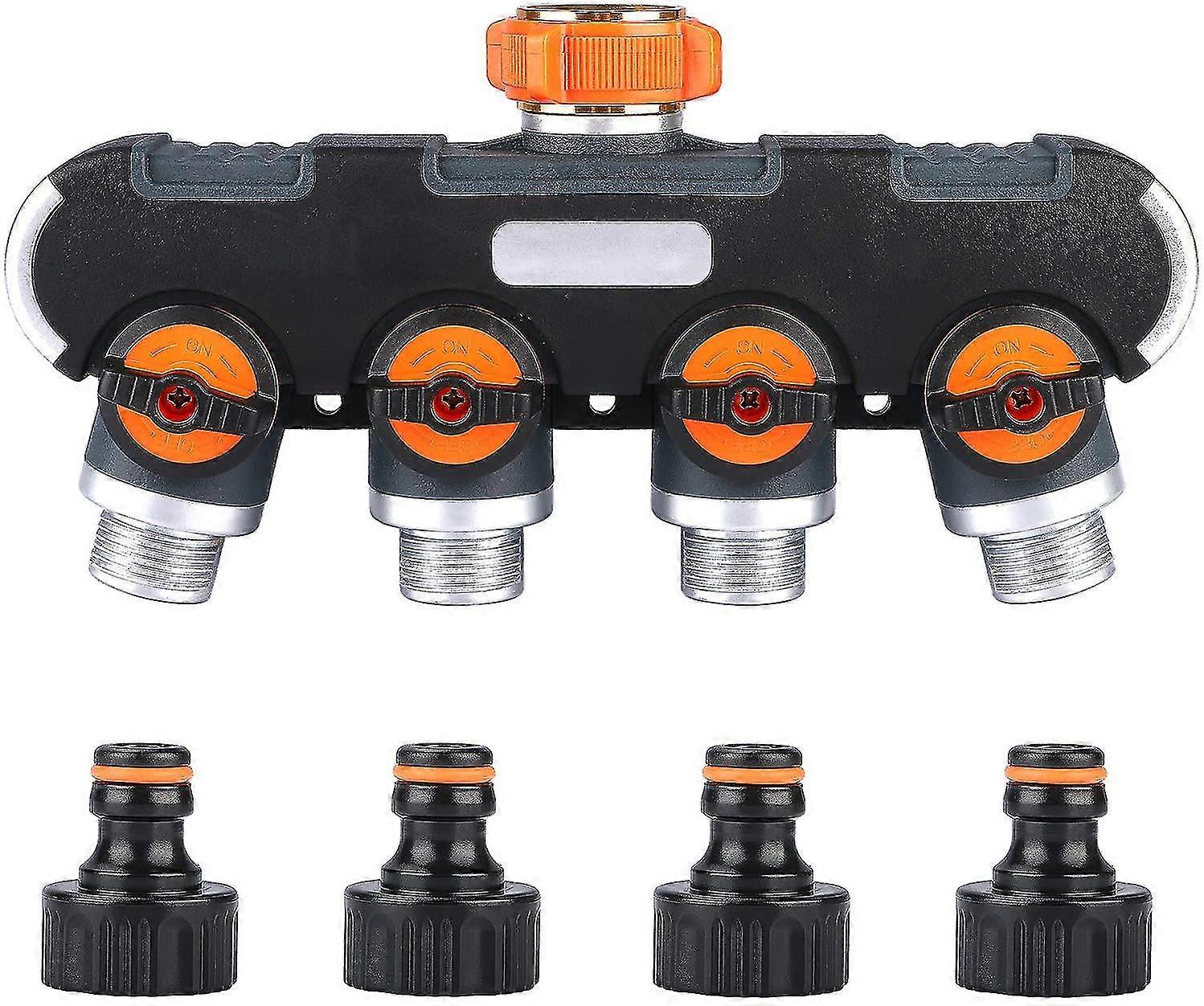 Way Distributor, Hose Splitter, Adjustable Lockable Water Flow Distributor For Garden Irrigation 3/4'' Connector