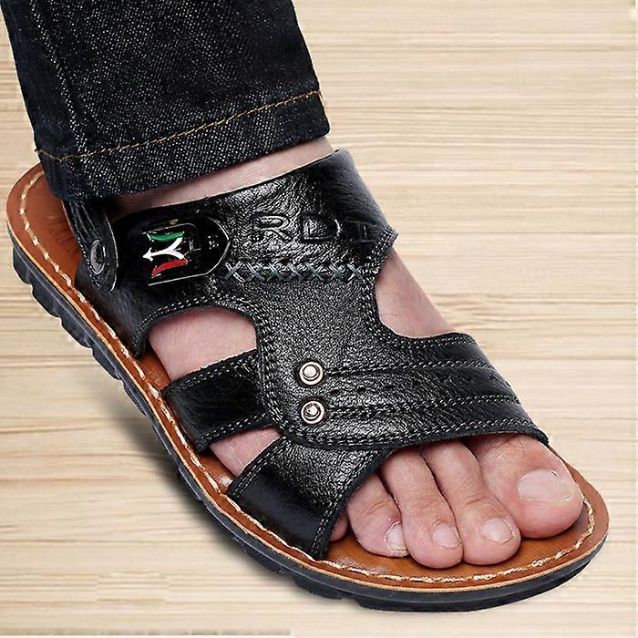 Sandali Adulti In Vera Pelle Scarpe Estive Maschili Sandali Casual All'aperto Scarpe Da Spiaggia In Pelle Bovina Due Usi Sandali Adulti Pantofole