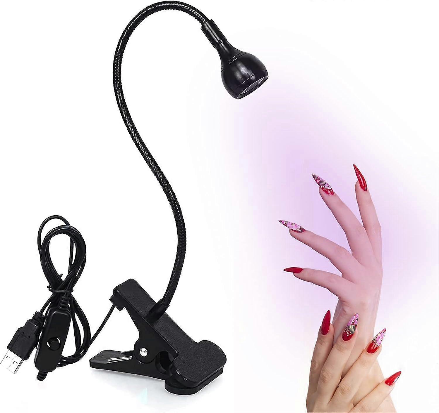 Black - 1 Piece Nail Curing UV Lamp, Professional Nail Glue Curing Lamp with Adjustable Head, Finger Manicure Glue Curing UV Lamp