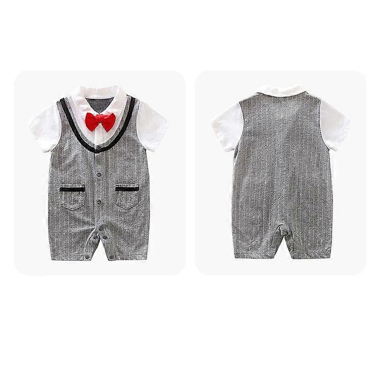 Babykläder Sommar Korta ärmar Nyfödd Tunn uppsättning kläder Baby Gentleman Romper Jumpsuit Pojkar - Stil 22