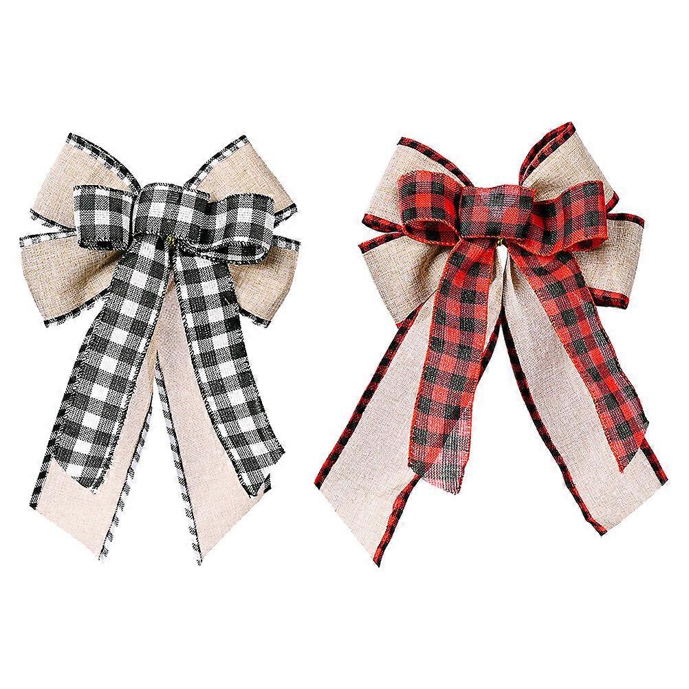 2Pcs Christmas Bowknot Xmas Tree Hanging Ornaments Xmas Bows (Random Color)