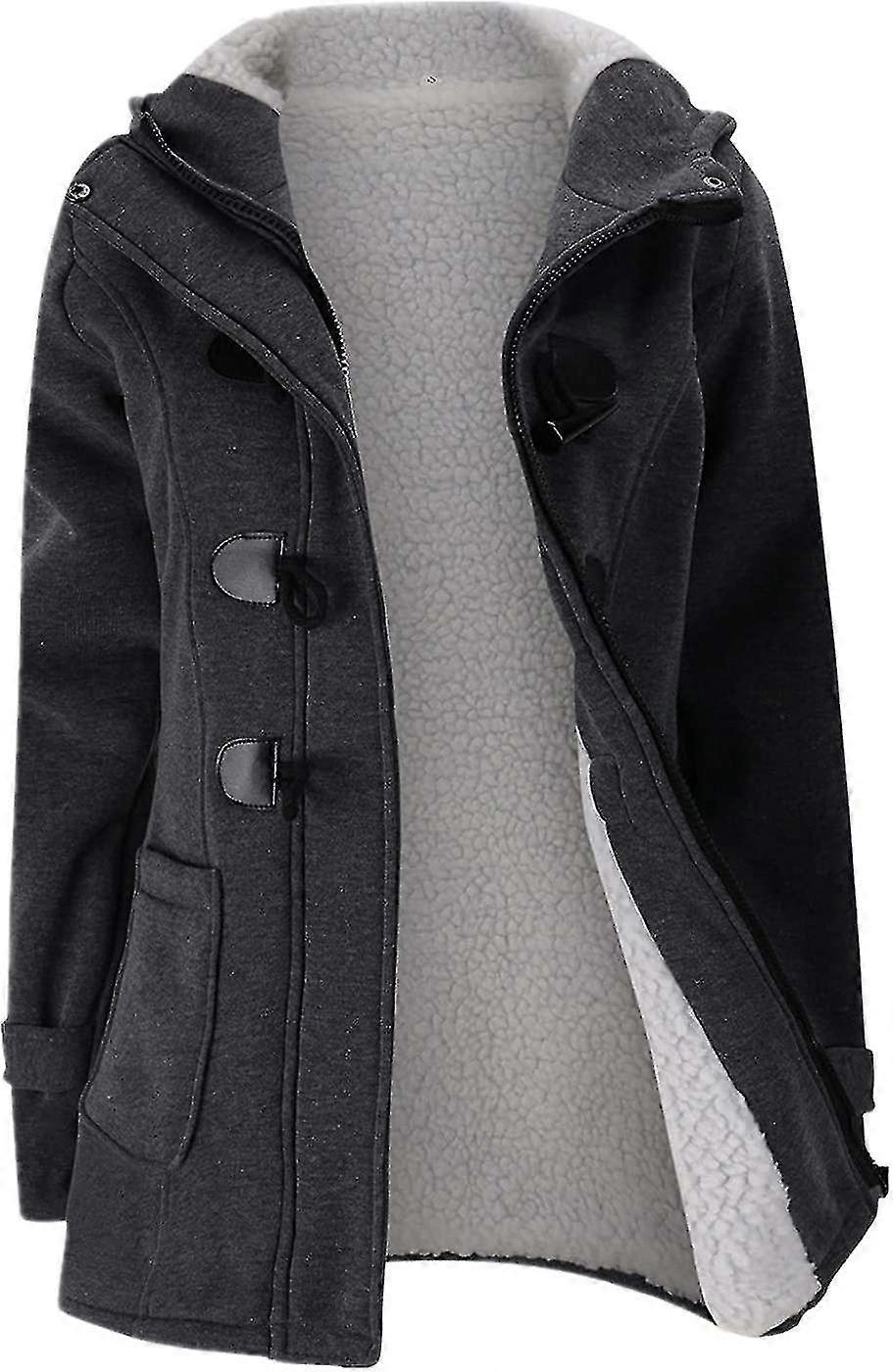 Damenmode Horn Knopf Fleece verdicken Mantel mit Kapuze Winter warme Jackesehr schönes Geschenksehr schönes Geschenk