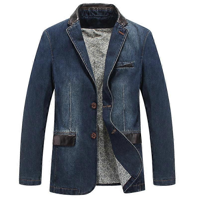 Men's Denim Blazer 2 Button Slim Suit Jacket