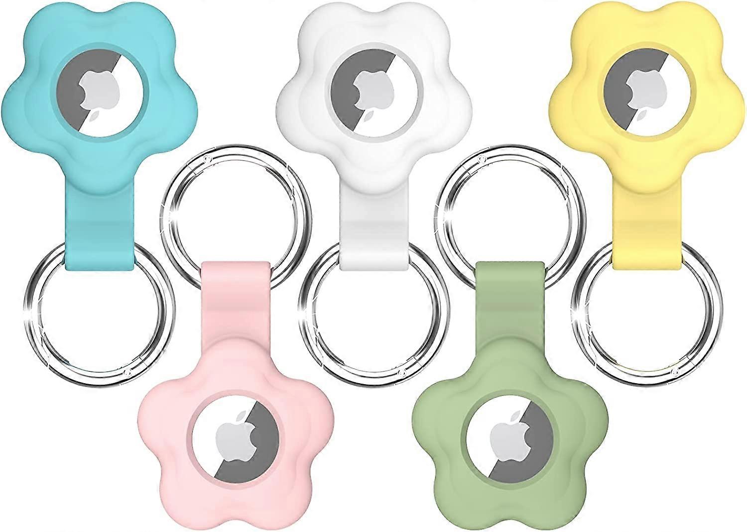 5 Pack Airtag Case for Apple AirTag, Keychain AirTags Case with Anti-Lost Key Ring, Protective AirTag Holder Case Cover, Finder Items for Pets, Keys,