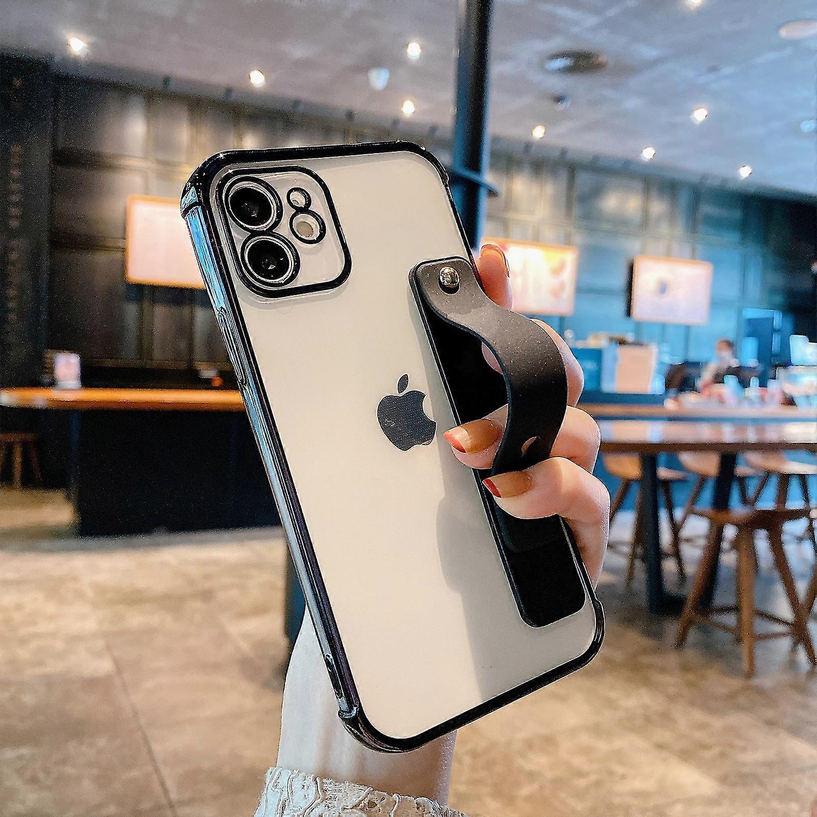 Plating Clear Case Compatible With Iphone 14 Pro Max/14 Pro, Soft Tpu Protective Cover With Wrist Strap Holder