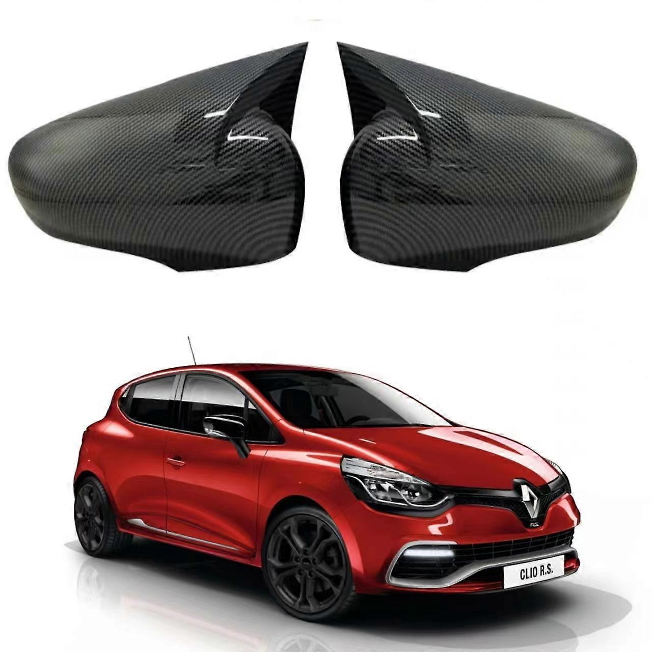 Applicable To 12-19 Renault Clio 4 Mk4 Rearview Mirror Cover Carbon Fiber Horn Rear-View Mirror Shell